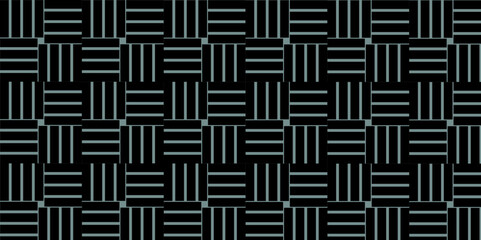 Seamless basket background fiber weave. A continuous pattern of thin vertical and horizontal lines intersecting to form a subtle mesh grid in a single grayscale palette