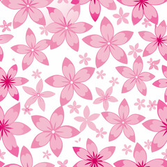 seamless Japanese sakura petal pattern, soft pink on white background, delicate traditional floral wagara style, vector illustration
