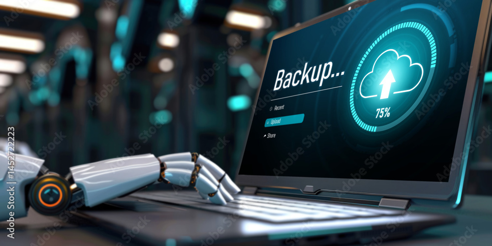 Poster backup storage data internet technology business concept. database storage cloud technology file dat