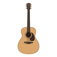 Obraz premium Acoustic guitar with a wooden finish.
