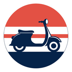 Moped Silhouette in Field with Retro Vintage Background Vector Illustration

