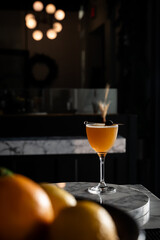 Elegant Cocktail in Dimly Lit Bar Setting