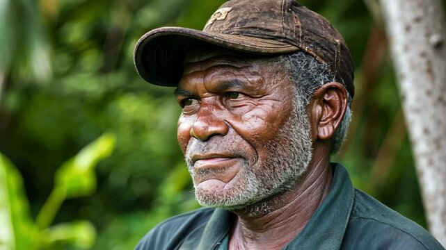 Melanesian man portrait, Papua New Guinea culture