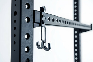 Sharp Focus Image of Squat Rack Parts Centered on Stark White Backdrop