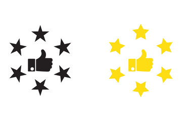 customer review icon, quality rating, feedback, five stars line symbol on white background - editable stroke vector illustration eps10.