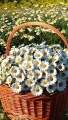 Basket with daisies