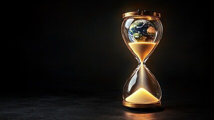bulb Concept Hourglass with the Earth inside the top