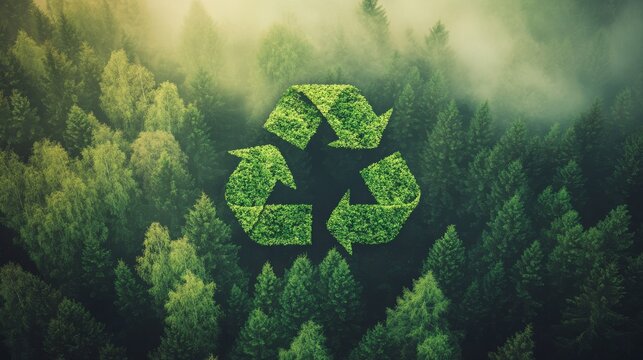 A symbol showing less CO2 from a forest represents eco-friendly business. This promotes sustainable growth using clean energy to fight climate change and global warming.
