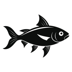 Fish Silhouette Icon – Aquatic Animal Symbol for Marine Life, Fishing, and Nature Design