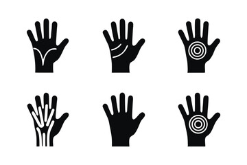 Obraz premium set of Hands Pain silhouette vector illustration