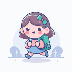 vector of little boy wearing a bag cutely