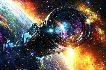 Futuristic Space Observatory with Advanced Telescopes and Sensor Arrays Capturing Stunning Imagery of Distant Celestial Phenomena