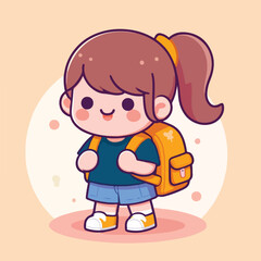 vector of little boy wearing a bag cutely