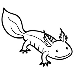 Minimalist Axolotl Line Art Vector