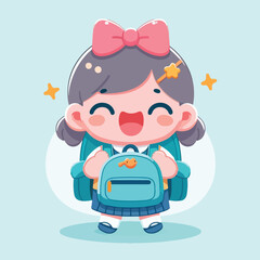 vector of little boy wearing a bag cutely