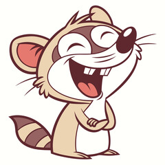 Cute Laughing Cartoon Musang Funny Animal  Adobe Illustrator Artwork