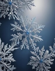 Elegant silver & blue snowflake border  Ideal for festive winter designs ,  intricate,  backdrop