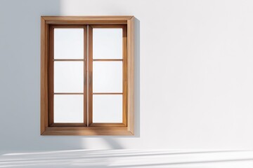 Obraz premium Classic Wooden Window Frame with Smooth Finish and Clear View in Bright Daylight Isolated on White Background