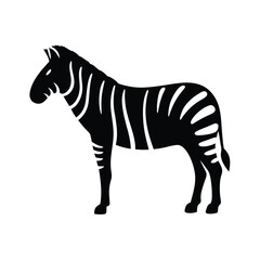 Vector silhouette of a zebra in profile view with stripes