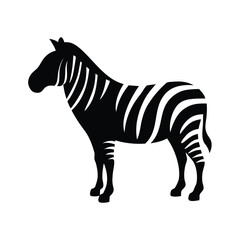 Vector silhouette of a zebra in profile view with stripes