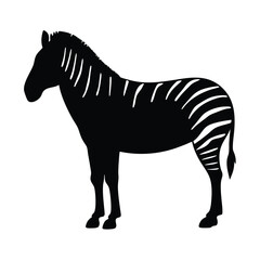Vector silhouette of a zebra in profile view with stripes