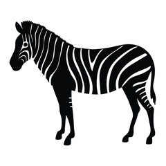 Vector silhouette of a zebra in profile view with stripes