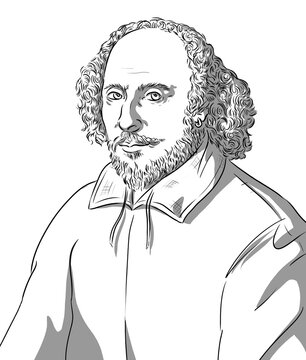 Portrait of William Shakespeare,  1564-1616, famous author and dramatist