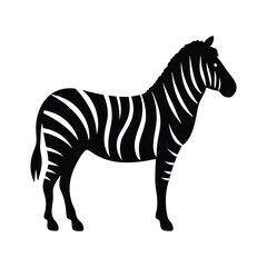 Vector silhouette of a zebra in profile view with stripes