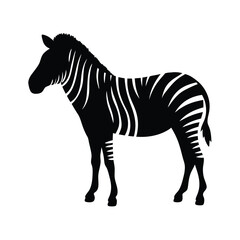 Vector silhouette of a zebra in profile view with stripes