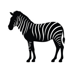 Vector silhouette of a zebra in profile view with stripes