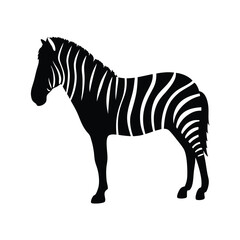 Vector silhouette of a zebra in profile view with stripes