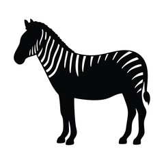 Vector silhouette of a zebra in profile view with stripes
