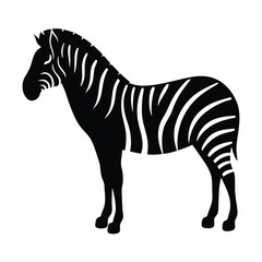 Vector silhouette of a zebra in profile view with stripes