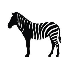 Vector silhouette of a zebra in profile view with stripes