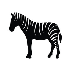 Vector silhouette of a zebra in profile view with stripes