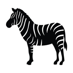 Vector silhouette of a zebra in profile view with stripes