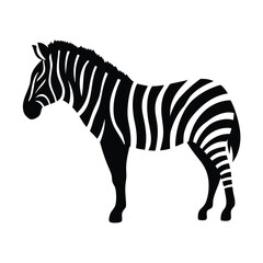 Vector silhouette of a zebra in profile view with stripes