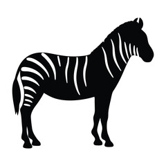 Vector silhouette of a zebra in profile view with stripes