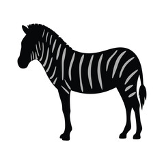 Vector silhouette of a zebra in profile view with stripes