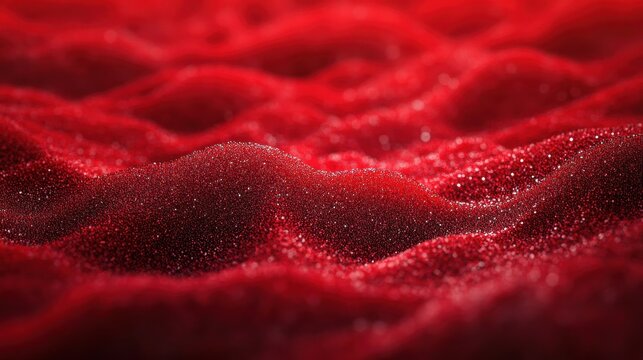 Wallpaper Abstract red particle background forming wavy landscape surface
