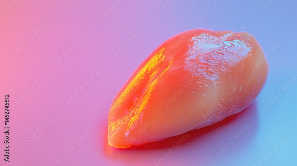 Poster abstract representation of a glowing organic shape on a colorful gradient background