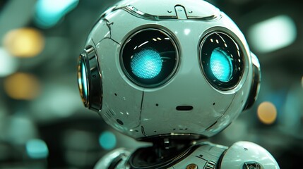 Fototapeta premium Futuristic white robot head