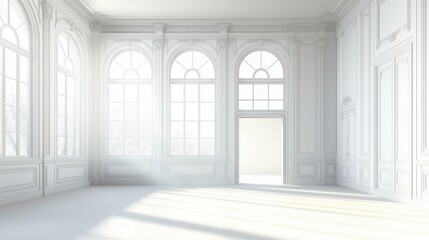 Bright White Room with Large Windows