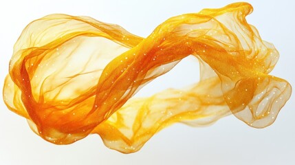 Golden, translucent fabric swirling in a graceful arc