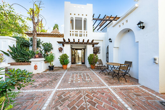 an image of a private terrace entrance to luxury mediterranean holiday home for sale 