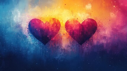 Abstract hearts, vibrant colors, love concept, artistic design, perfect for backgrounds