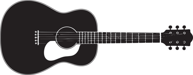 Acoustic guitar black silhouette. Music instrument icon. Vector illustration.