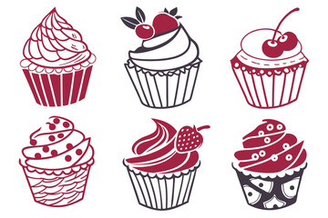 set of Cupcake silhouette vector illustration