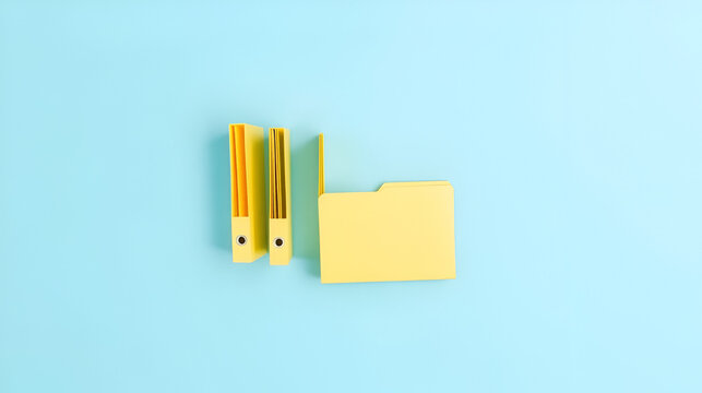 Yellow file folders against a blue background