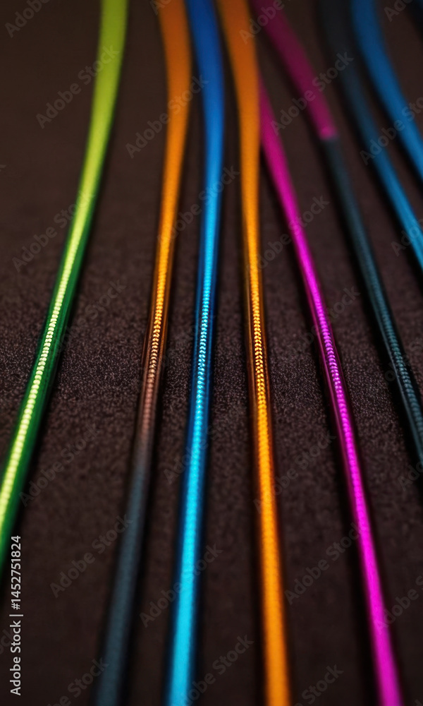 Poster a high-angle shot of a bundle of colorful wires, ideal for use in technology and diy projects
